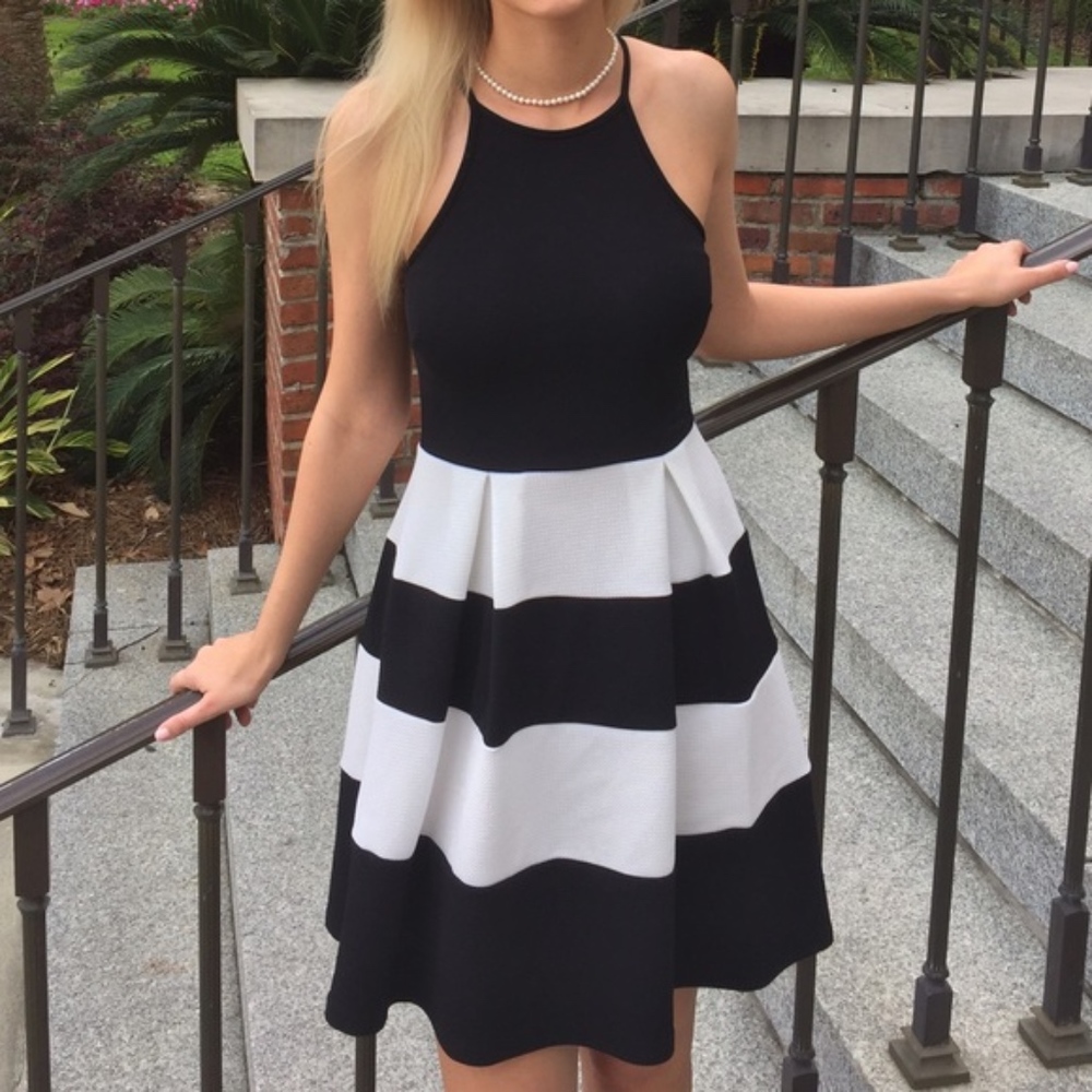 Black and white A-line dress. Worn once. Like new.